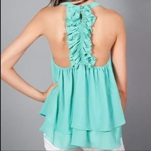 The Red Dress Boutique Mint ruffle top size medium